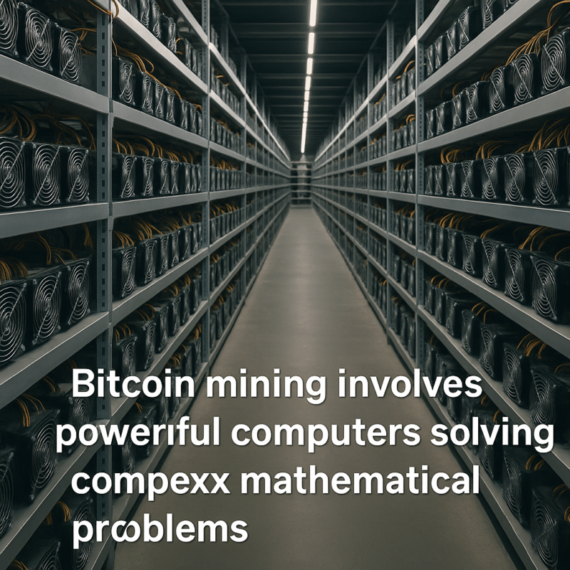 Rows of ASIC miners used for Bitcoin mining